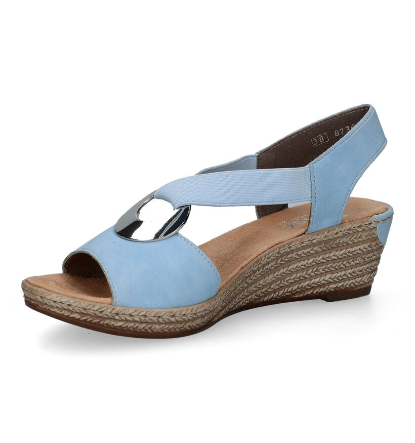 Rieker Sandales compensées en Bleu clair pour femmes (323650)