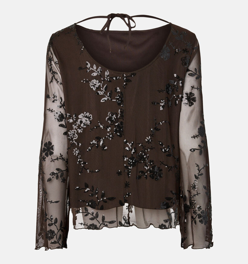 Pieces Evita Blouse en Marron fonc&eacute; pour femmes (382088)