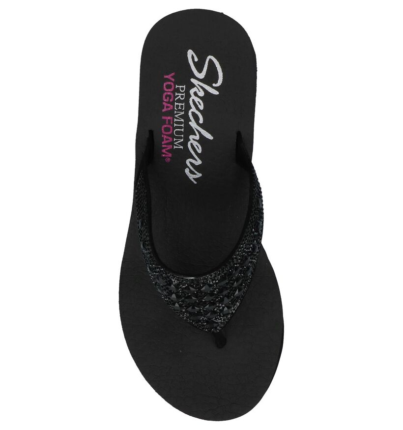 Zwarte Teenslippers met Sleehak Skechers, , pdp