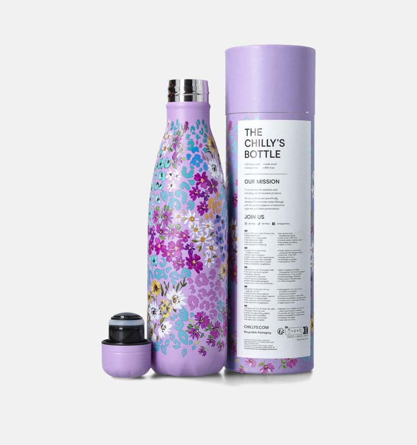 Chilly's Floral Bottle 500ML Drinkfles Paars met Bloemenprint voor dames (365562)