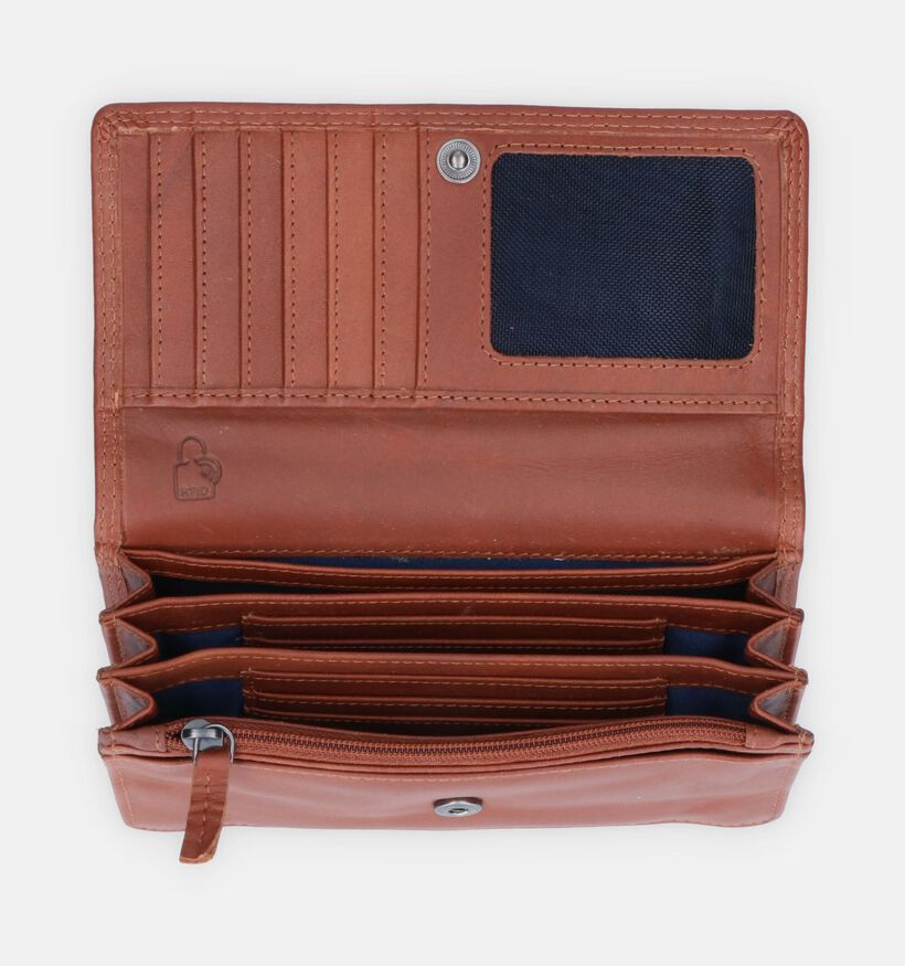 Euro-Leather Porte-monnaie à rabat en Cognac pour femmes (353527)