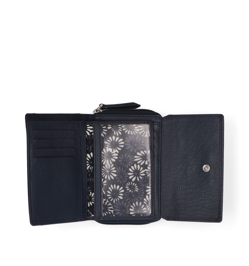 Euro-Leather Porte-monnaies zipp&eacute; en Noir pour femmes (365203)