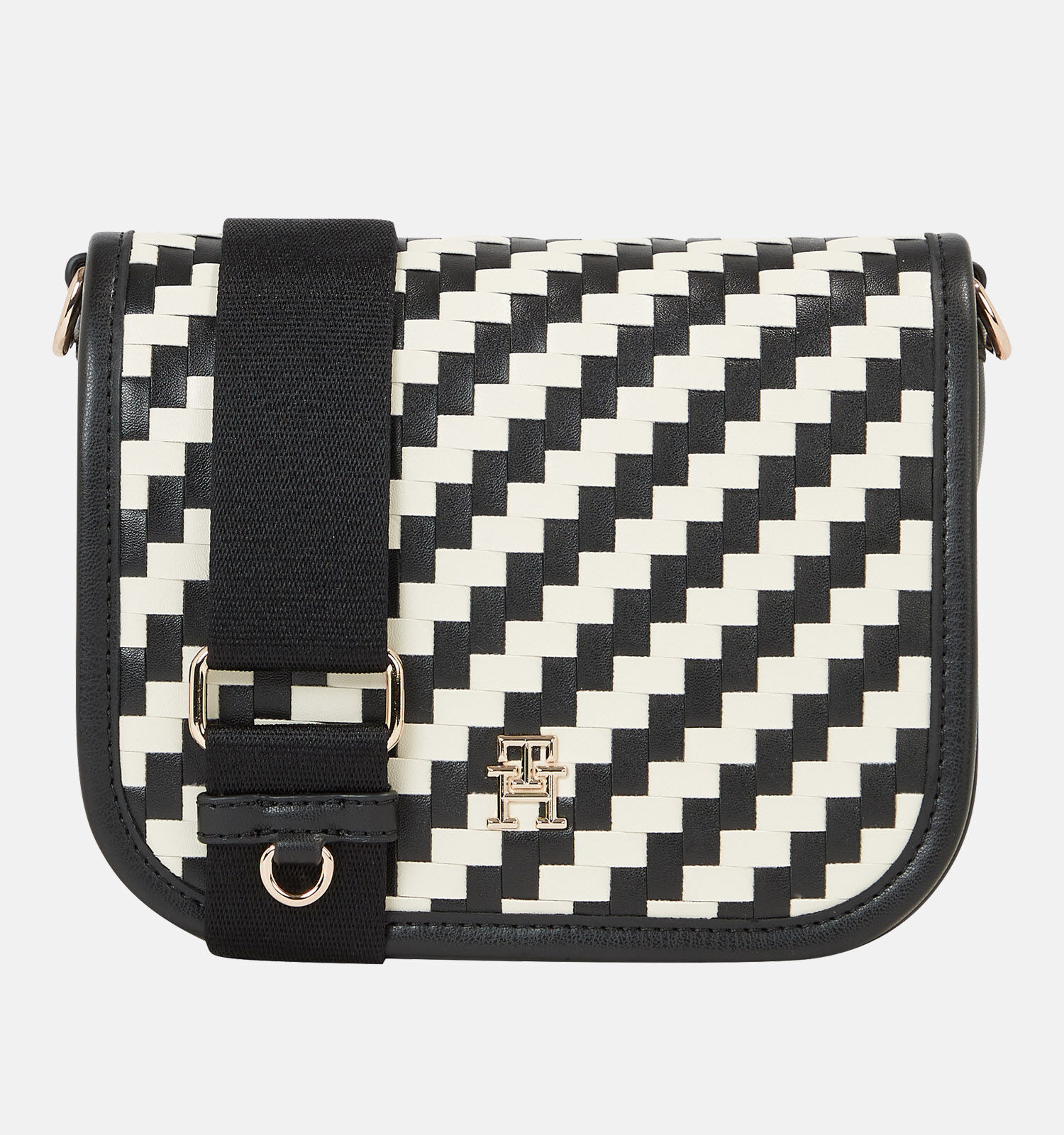 Tommy Hilfiger City Woven Zwarte Crossbody Tas Dames Crossbody