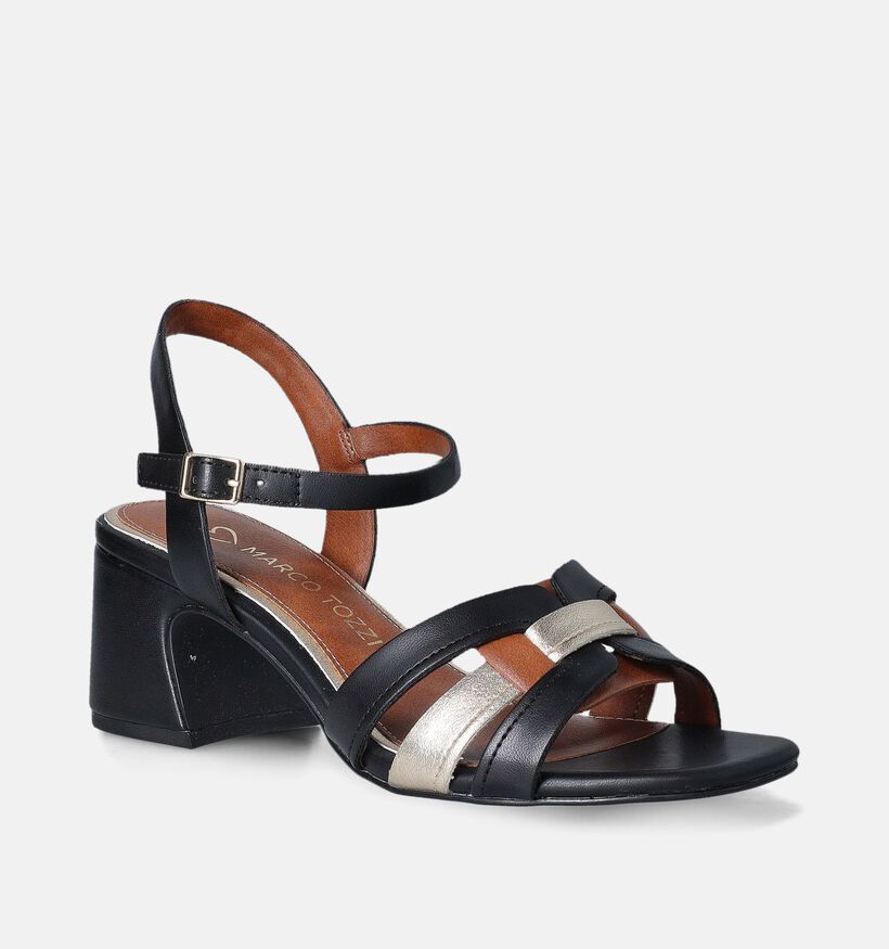 Marco Tozzi Zwarte Sandalen met blokhak voor dames (354228)