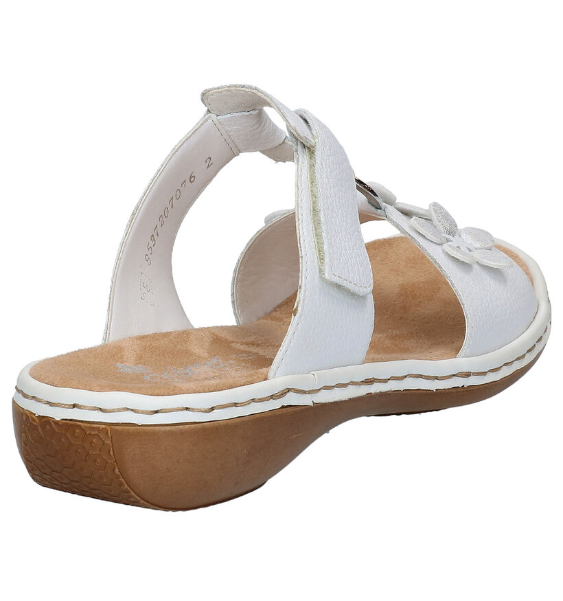 Rieker Nu-pieds plates en Blanc en cuir (287730)