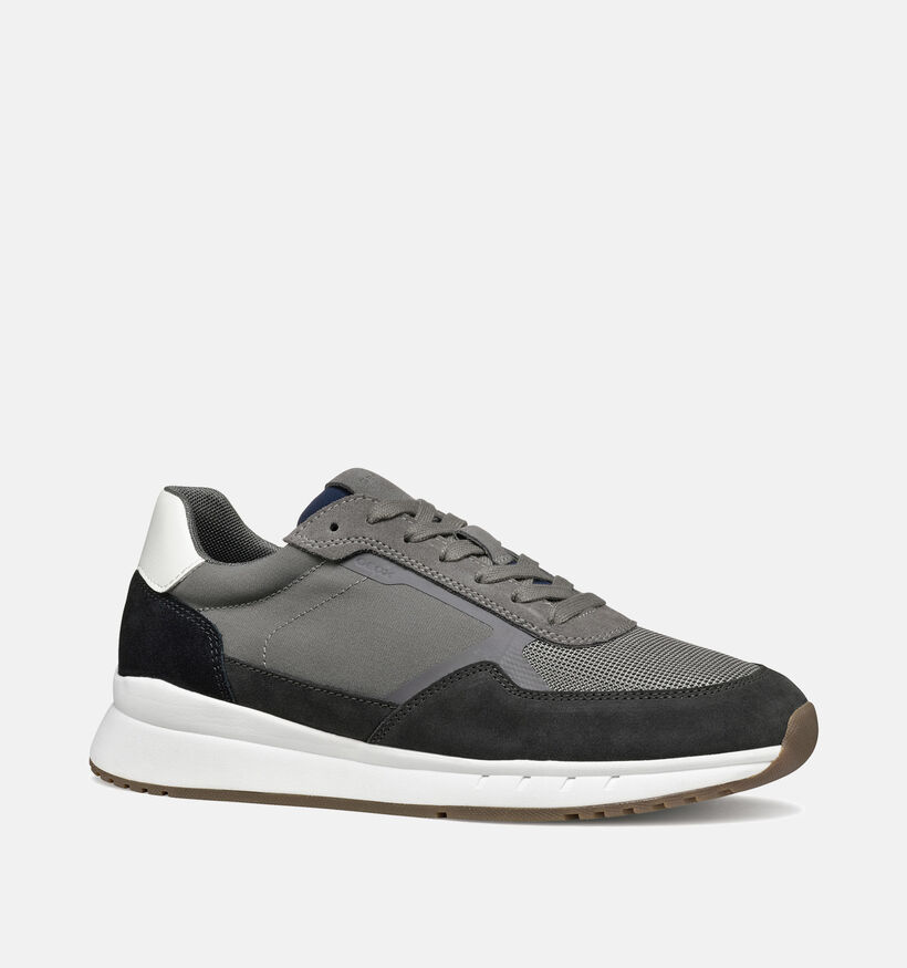 Geox Branthon Grijze Veterschoenen voor heren (353853) - geschikt voor steunzolen