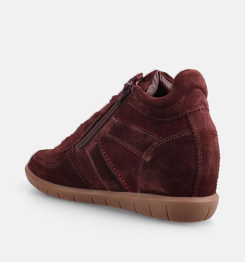 Softwaves Suede Bordeaux Sneakers met Sleehak voor dames (380376) - geschikt voor steunzolen