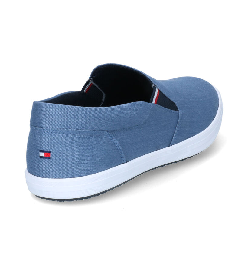 Tommy Hilfiger Essential Chambray Blauwe Instappers in stof (304044)
