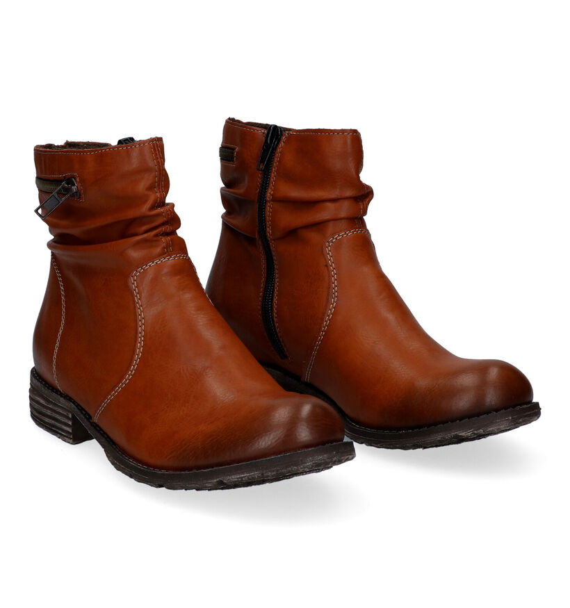 Rieker Bottines plates en Cognac pour femmes (315753)