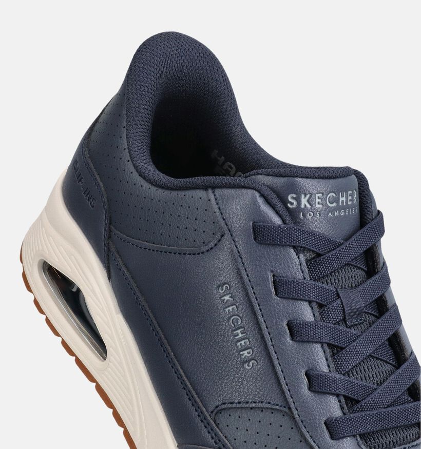 Skechers Uno Slip-in Baskets basses en Bleu fonc&eacute; pour hommes (371061) - pour semelles orthop&eacute;diques