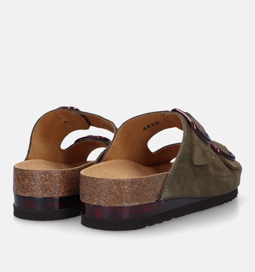 Scholl Ilary 2 Straps Kaki Slippers in nubuck (336775)