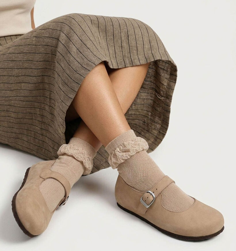 Birkenstock Santa Clarita Natural Ballerines en Beige pour femmes (368231) - pour semelles orthop&eacute;diques