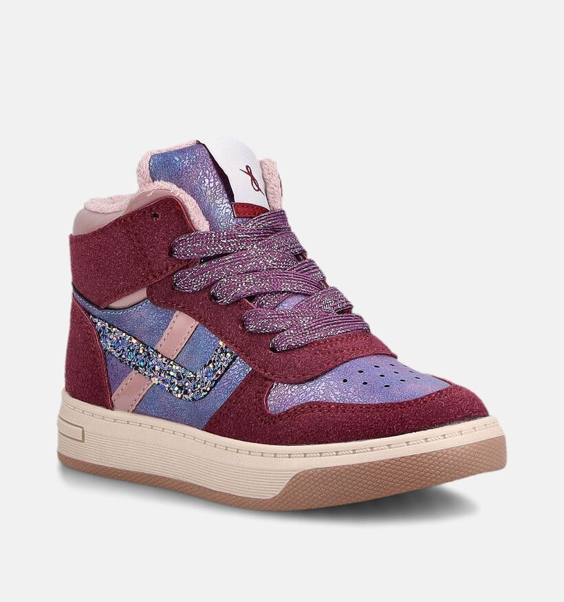 Milo & Mila Baskets hautes en Bordeaux/Rose pour filles (379238) - pour semelles orthop&eacute;diques