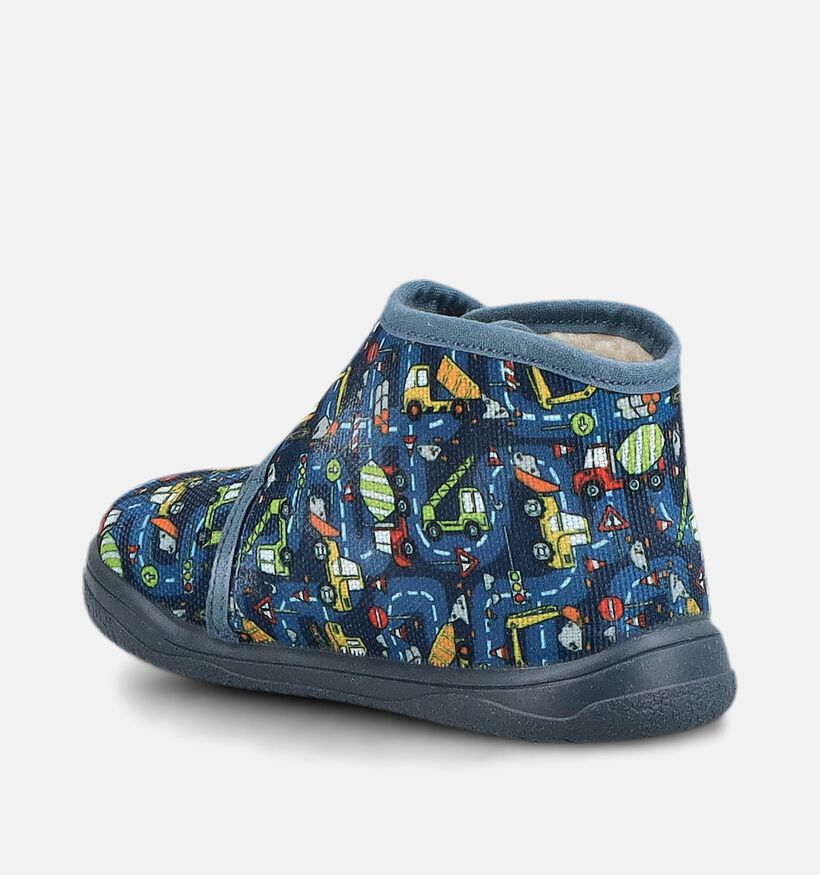 Milo & Mila Cars Pantoufles en Bleu fonc&eacute; pour gar&ccedil;ons (381142) - pour semelles orthop&eacute;diques
