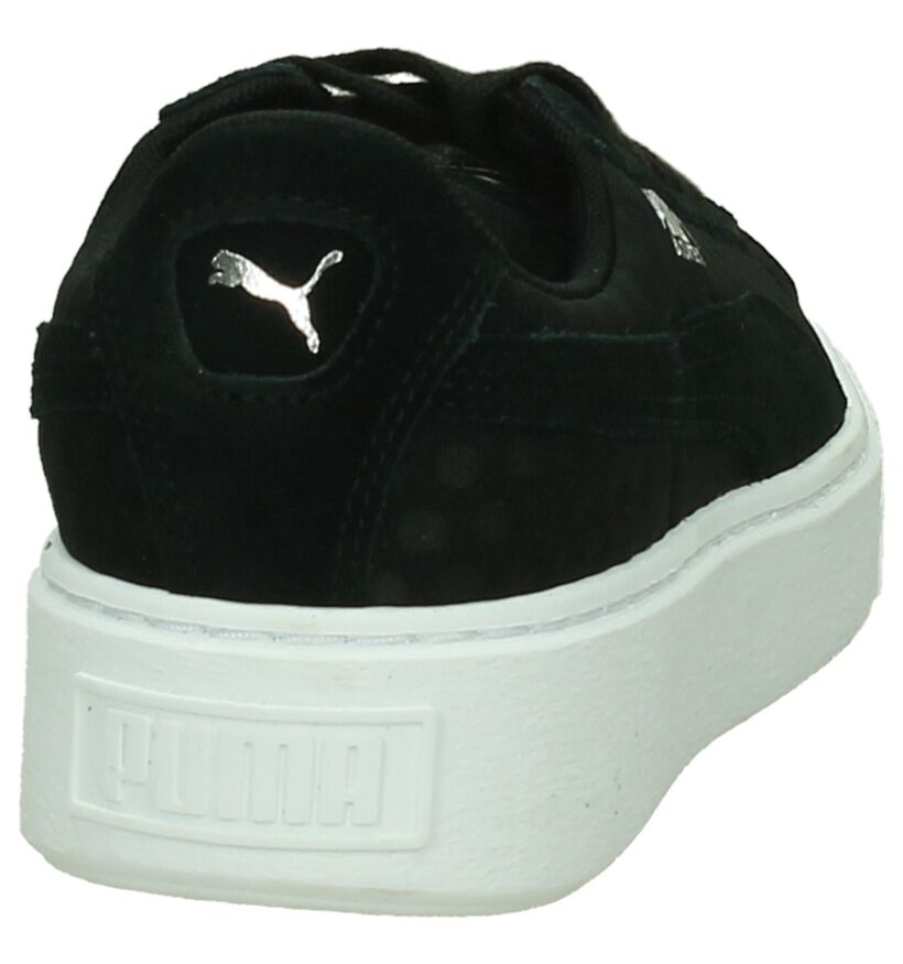 Puma Basket Platform Zwarte Sneakers in stof (199458)