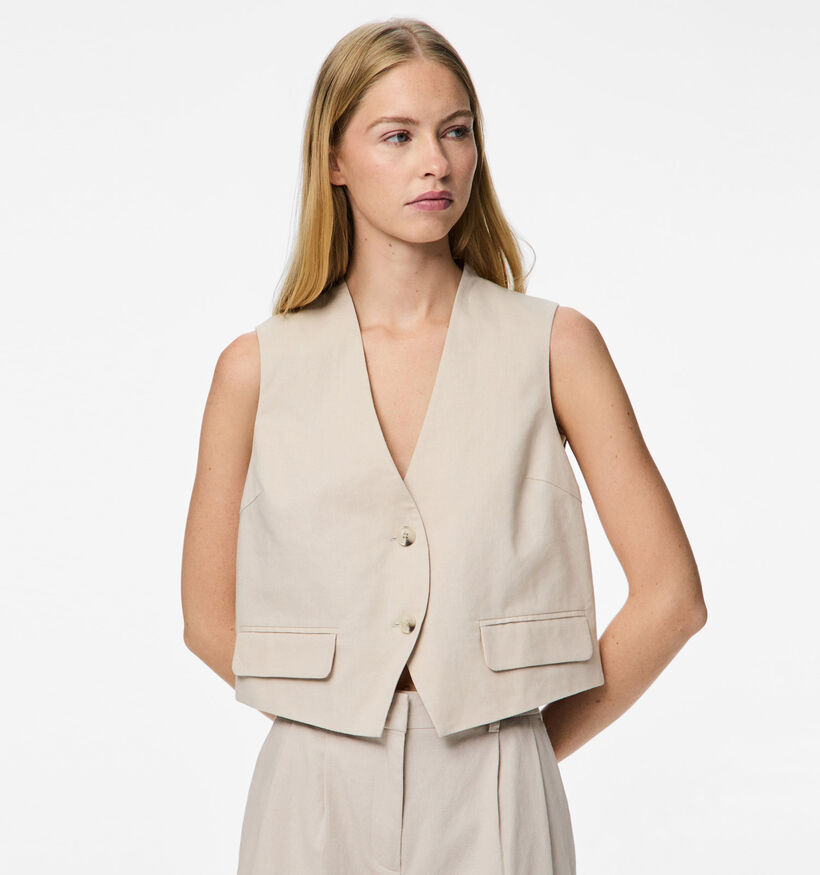 Pieces Tiki Gilet de costume en Beige pour femmes (357392)