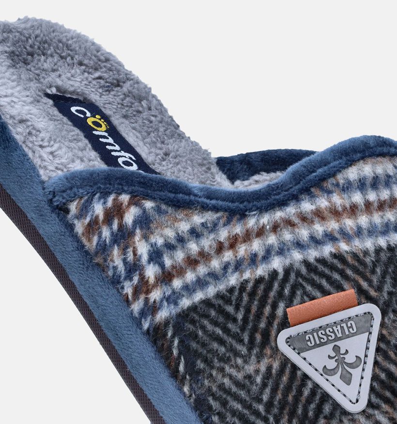Comfort Plus Blauwe Geruite pantoffels voor heren (349182)