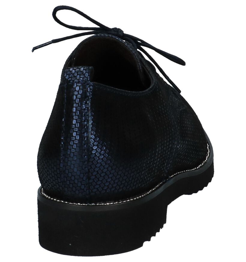 Donkerblauwe Oxford Veterschoenen Softwaves in daim (233070)