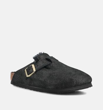 Birkenstock Slippers Suede Shimmering Black/Suede Shimmering Faded Purple