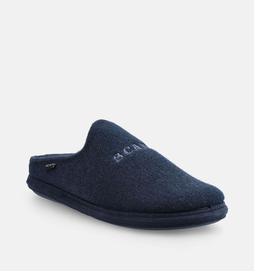 Scapa Pantoufles ouvertes en Bleu fonc&eacute; pour hommes (381024) - pour semelles orthop&eacute;diques