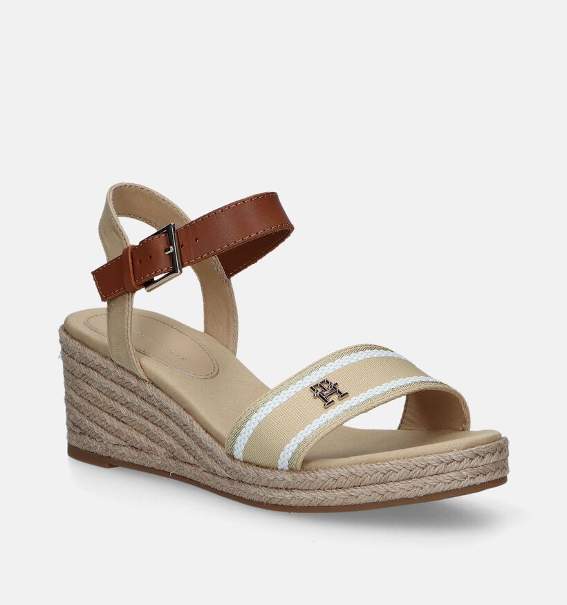 Tommy Hilfiger Webbing Wedge Sandales en Beige pour femmes (336403)