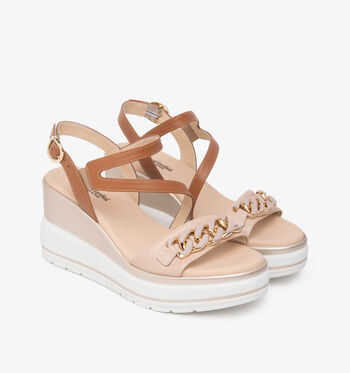 NeroGiardini Sandalen Wit/Goud/Cognac