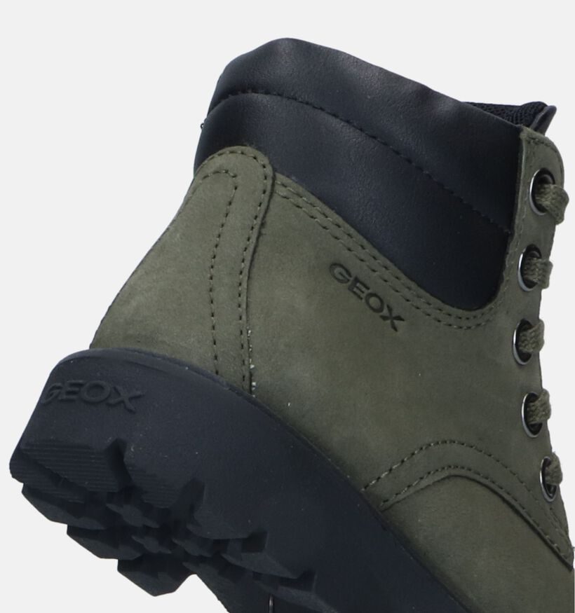 Geox Shaylax Groene Veterboots voor jongens (330072) - geschikt voor steunzolen