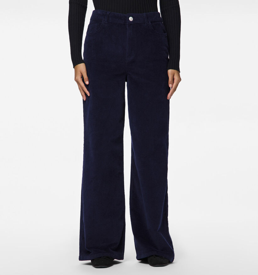 Pieces Rillo Pantalon large en corduroy en Bleu pour femmes (348380)