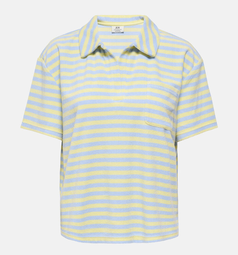 JDY Terry Collar T-shirt en Bleu/Jaune pour femmes (374849)