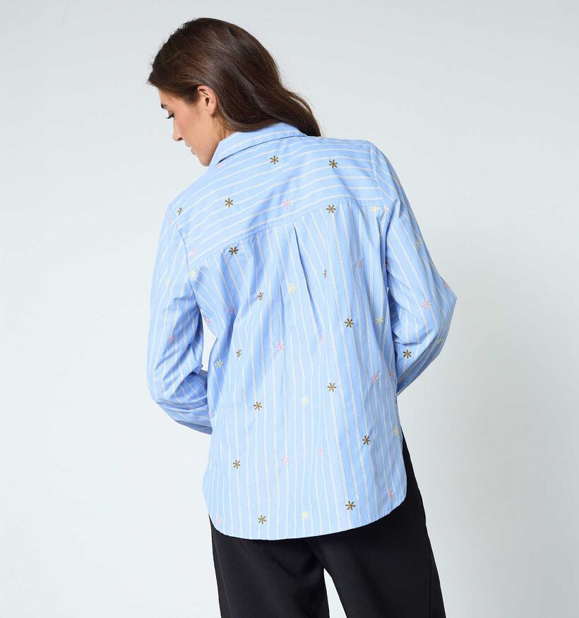Sisters Point Istea Embroidery Lichtblauwe Hemd voor dames (374887)