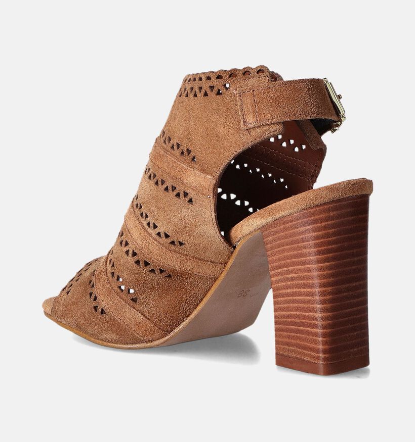 Laurant David Cognac Sandalen met blokhak voor dames (357834)