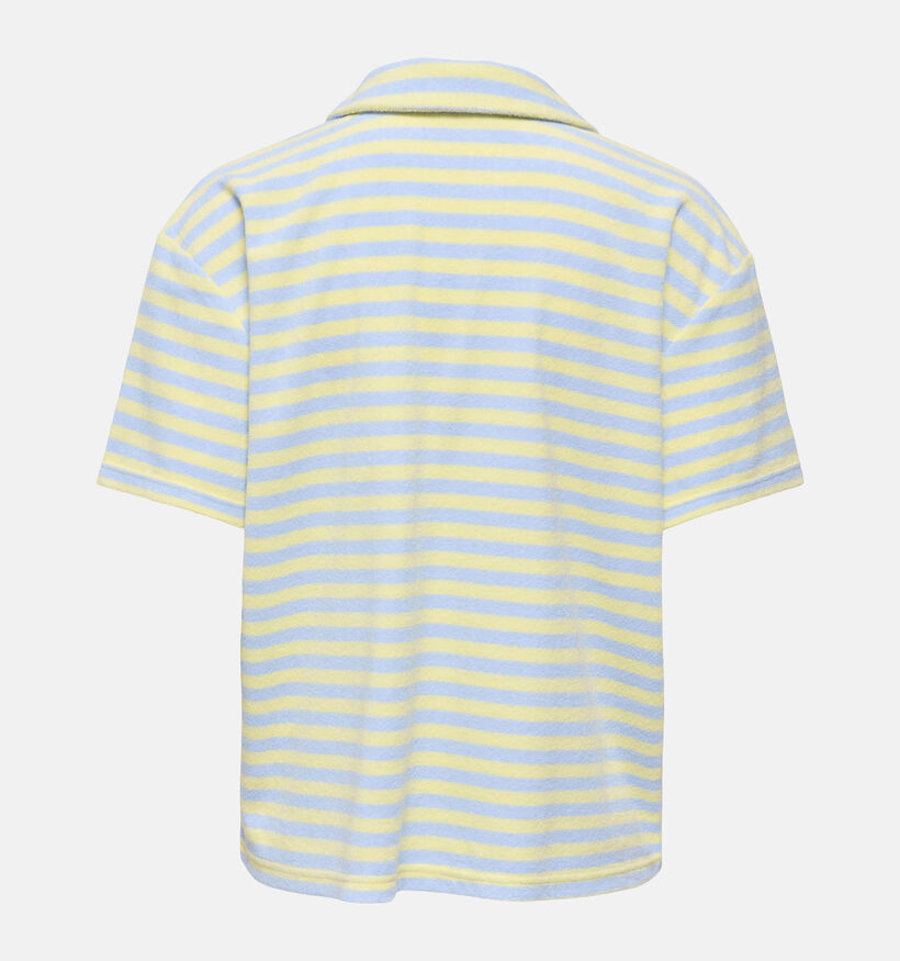 JDY Terry Collar T-shirt en Bleu/Jaune pour femmes (374849)