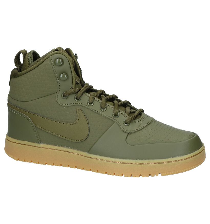 Nike Ebernon Baskets hautes en Vert kaki en cuir (234897)