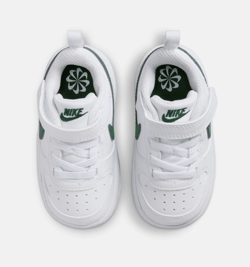 Nike Court Borough 2 Witte/Groene Sneakers voor jongens, meisjes (359840)