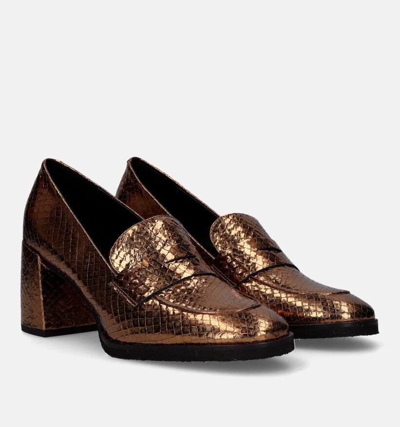 Zinda Mocassins avec talon carré en Bronze pour femmes (331700)