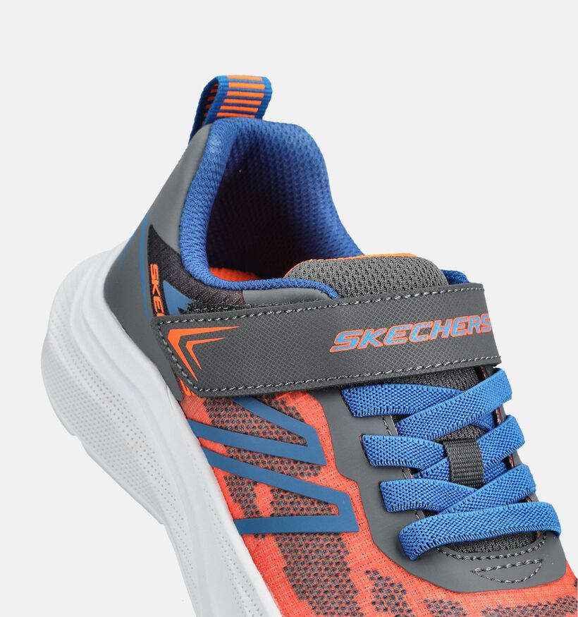 Skechers Microspec Velocity Baskets basses en Orange/Gris pour filles, gar&ccedil;ons (375683)