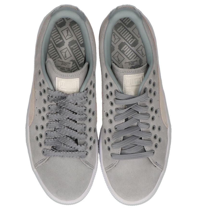 Lichtgrijze Puma Suede XL Lace Sneaker in daim (199467)