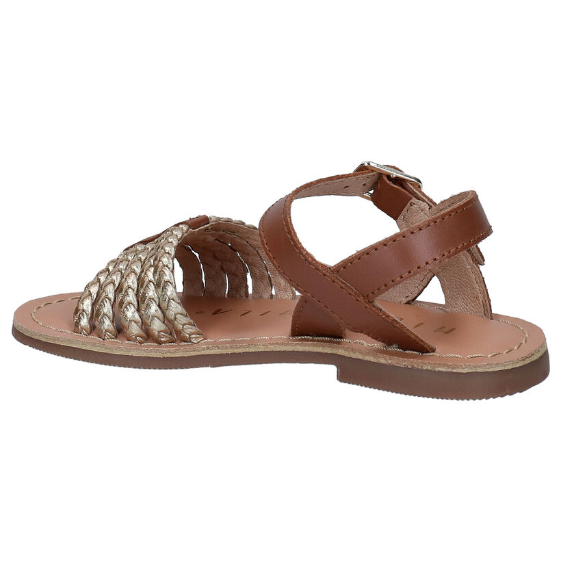 Milo & Mila Cognac Sandalen in leer (292038)