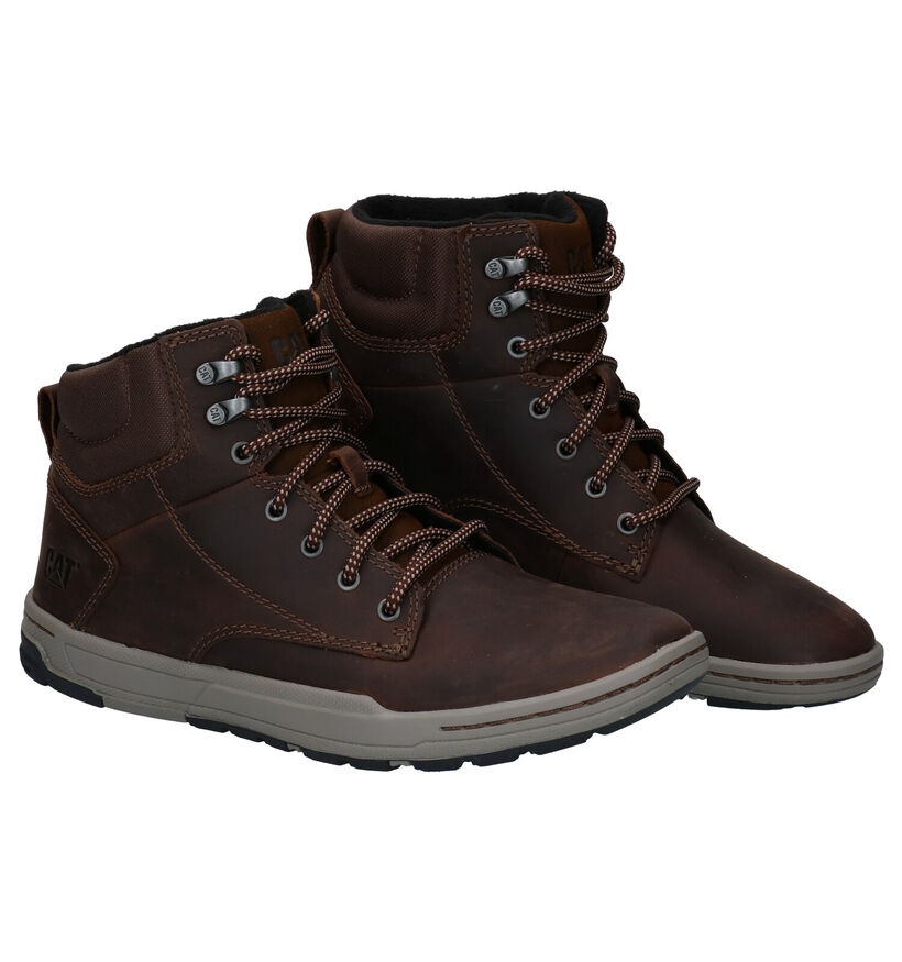 Caterpillar Colfax Mid Bottines en Cognac en cuir (282688)