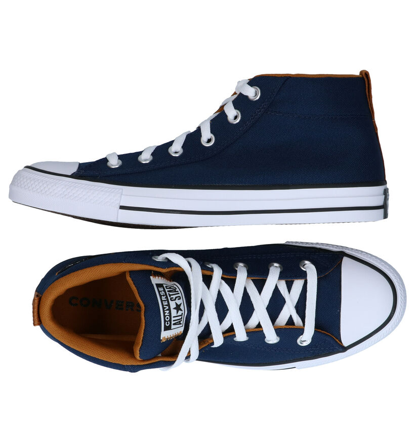 Converse Chuck Taylor All Star Baskets hautes en Bleu fonc&eacute; en textile (287175)