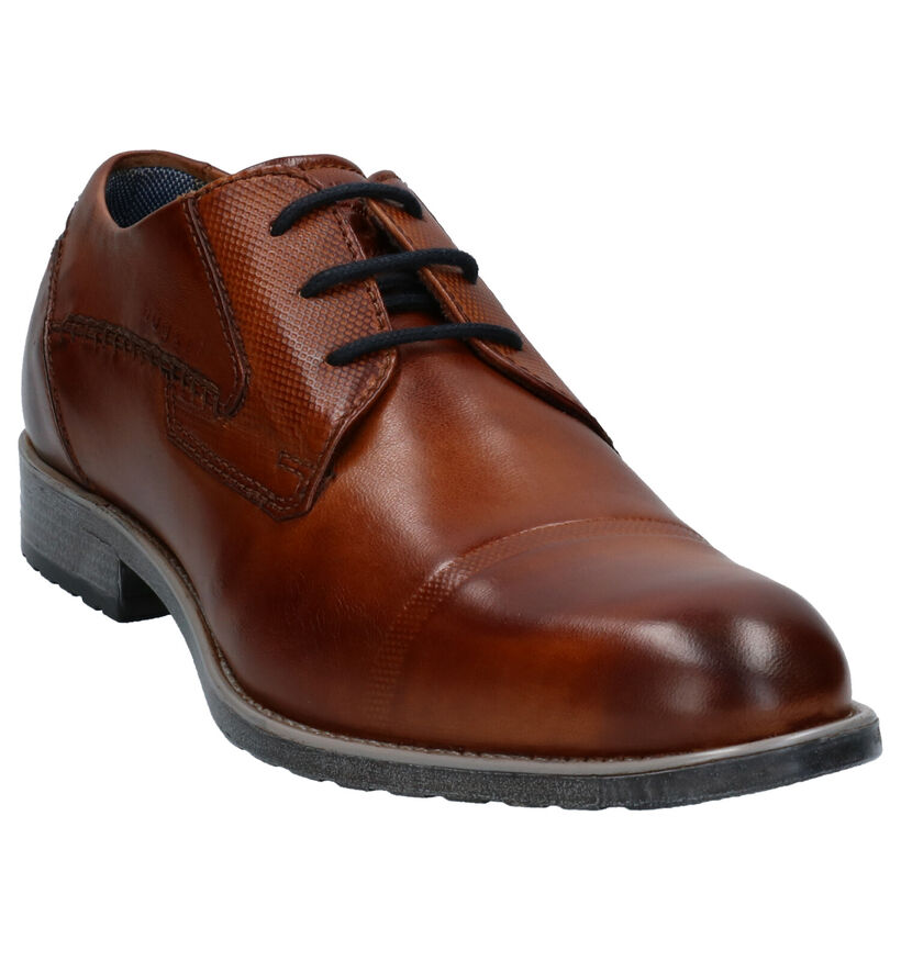 Bugatti Cognac Geklede Veterschoenen in leer (266008)