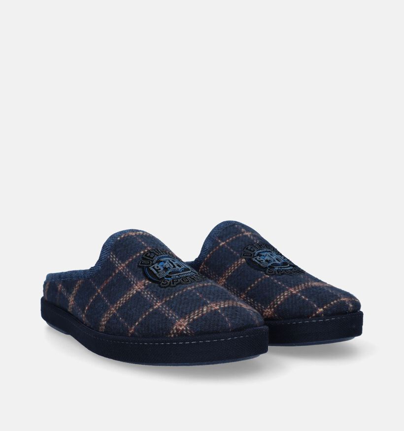 Comfort Plus Blauwe Geruite pantoffels voor heren (332731)