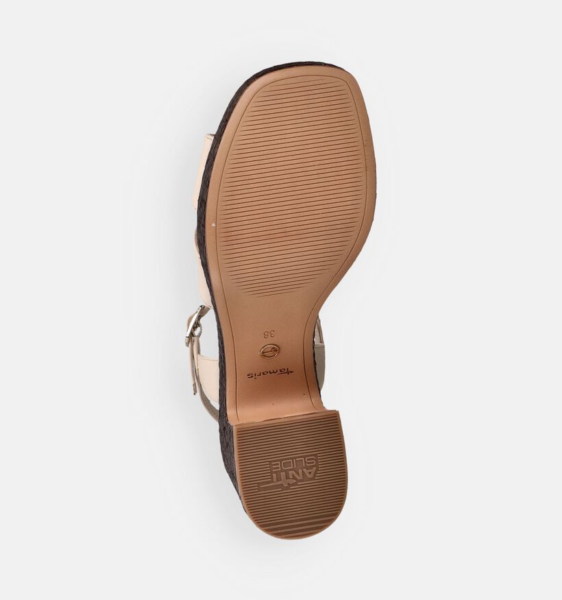 Tamaris Lichtbeige Sandalen op blokhak voor dames (371701)
