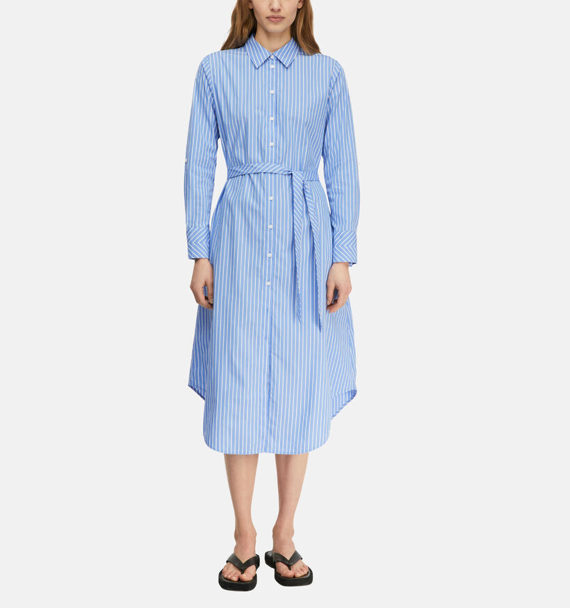comma Poplin Stripe Robe mi-longue en Bleu pour femmes (373154)
