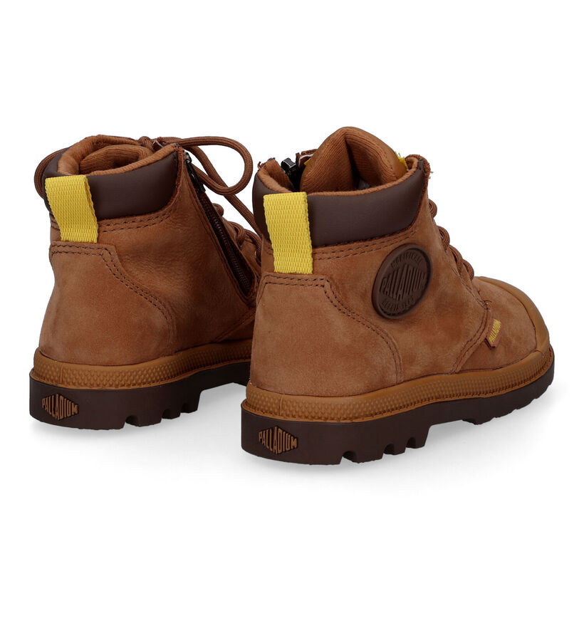 Palladium Pampa Bottines en Cognac pour garçons (312976) - pour semelles orthopédiques