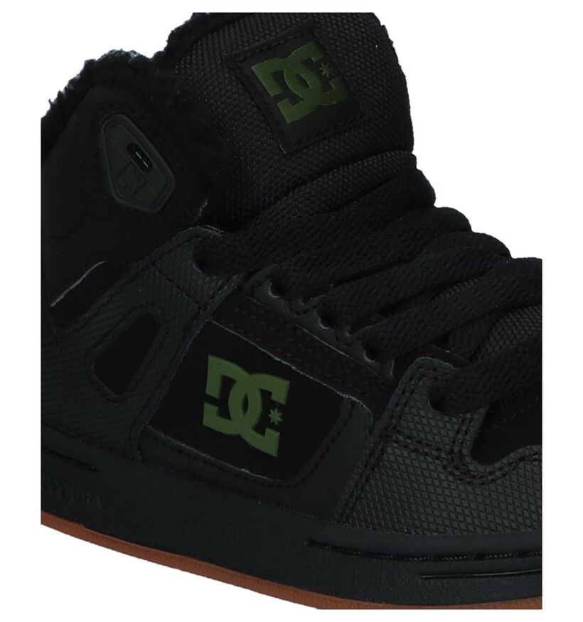 DC Shoes Pure Zwarte Hoge Skateschoenen in imitatieleer (223612)
