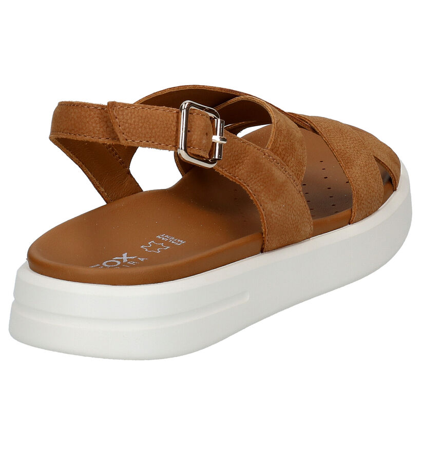 Geox Sandales plates en Cognac en nubuck (285587)