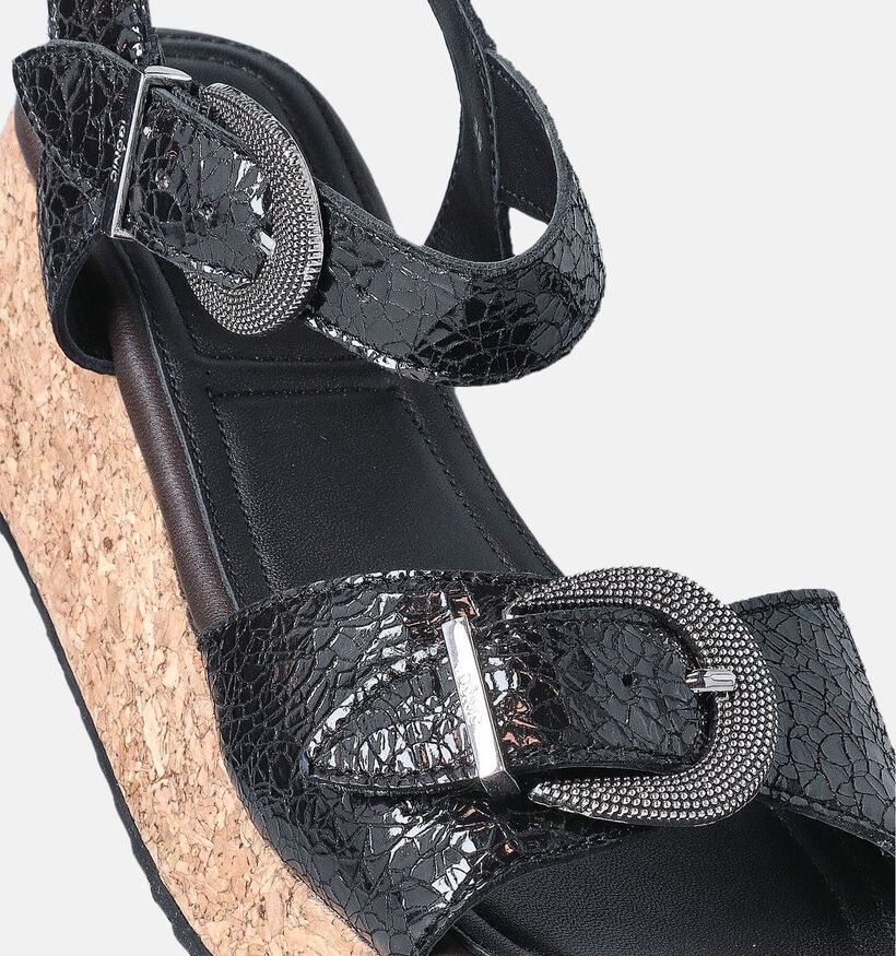 IQÔNIC Zwarte Sandalen Met Sleehak voor dames (357701)