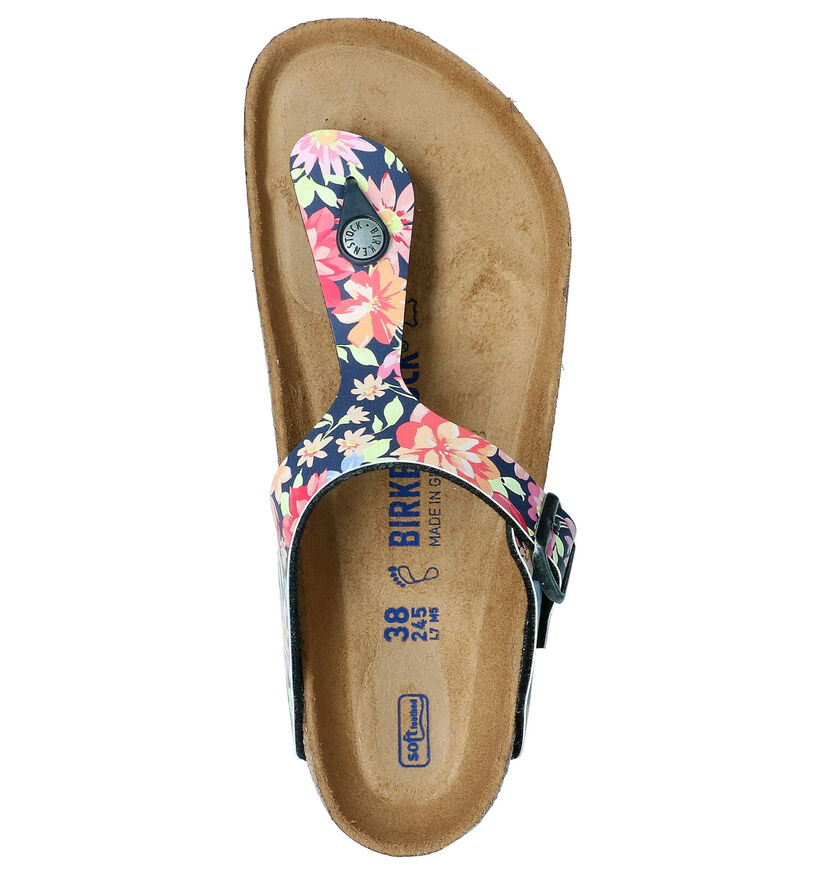 Birkenstock Gizeh Birko-Flor Zwarte Teenslippers voor dames (338058)