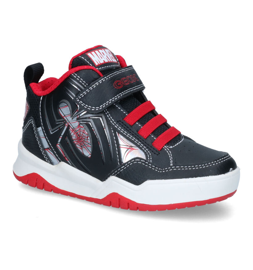 Geox Perth Zwarte Sneakers Marvel Spiderman in kunstleer (317622)